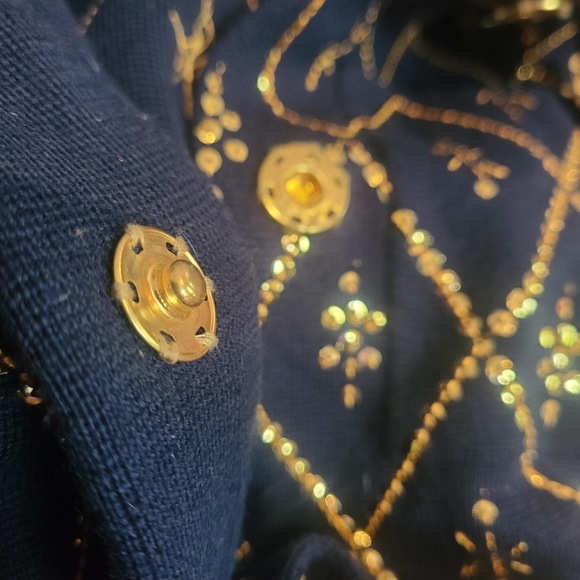 Marc by Marc Jacobs Gold Sequin Navy Button Jacket - Picture 8 of 9